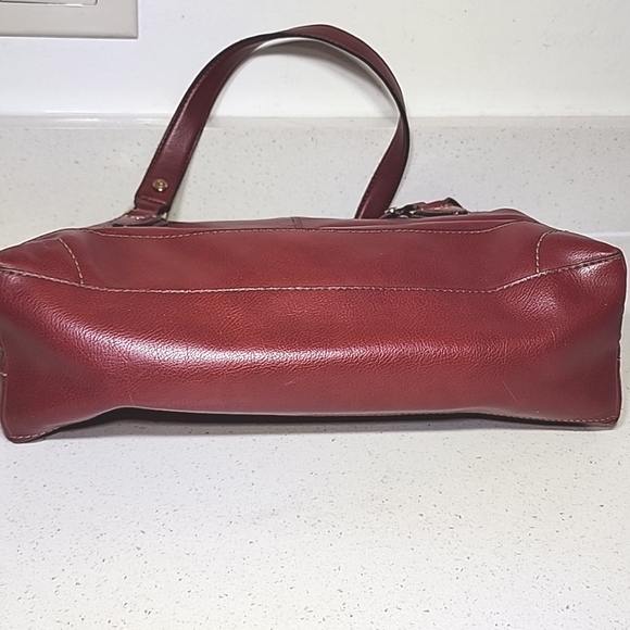Vintage Leather Liz Claiborne Habdbag, Purse. Red Leather Tote Bag - Picture 13 of 14